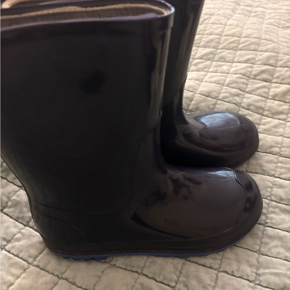 Glossy Dark Purple Kids Rain Boots